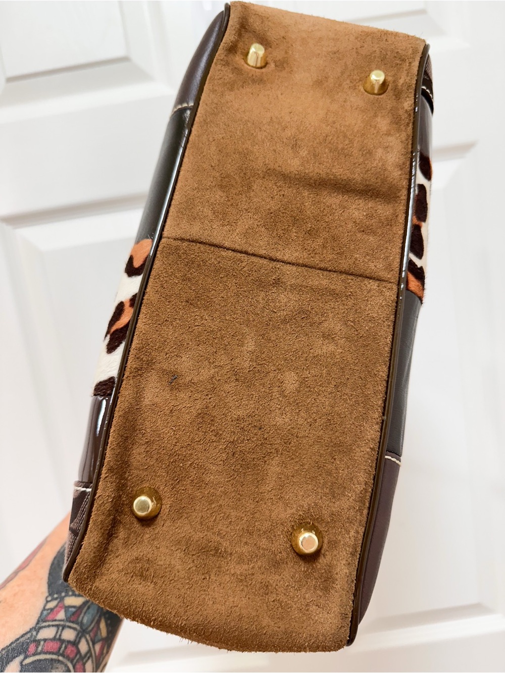 Coach Holiday Patchwork Tote Haircalf Suede Y2K Bag - Picture 12 of 17